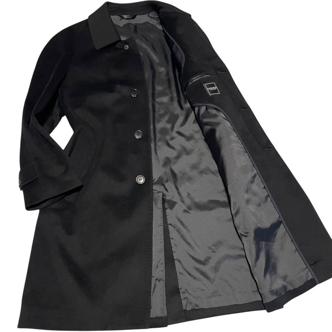 カシミヤ100%×極美品【vintage】マキシ丈比翼チェスターコート 黒 S