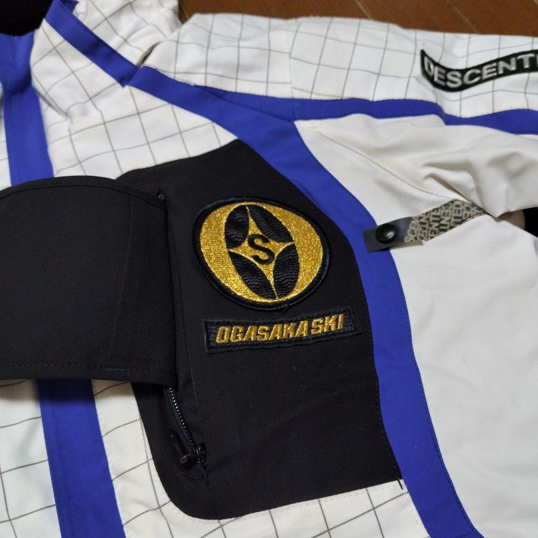 OGASAKA スキーウェア(デサント製)　上XS　下S　ホワイト×ブルー