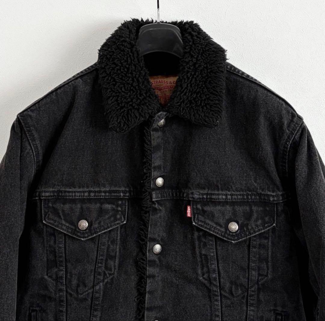 90s USA製 リーバイス ブラック デニムボアジャケット ヴィンテージ 黒