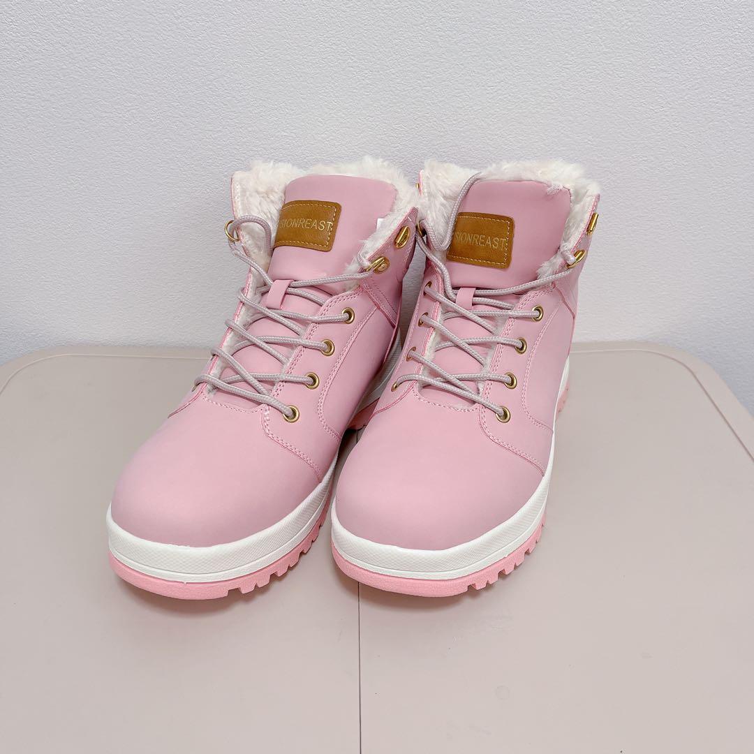 ✦防寒ブーツ 防水 トレッキングブーツ 26cm ピンク 雪 スノー靴