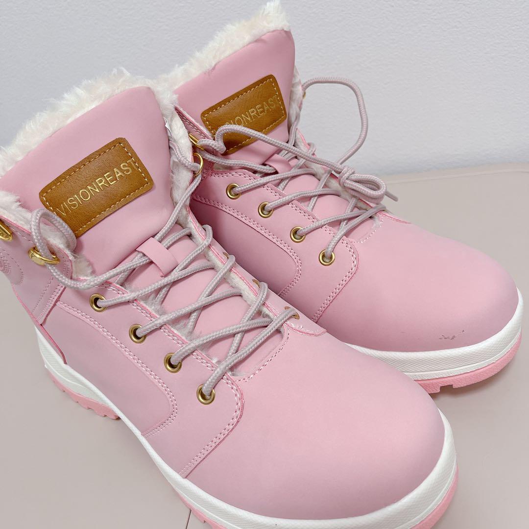 ✦防寒ブーツ 防水 トレッキングブーツ 26cm ピンク 雪 スノー靴