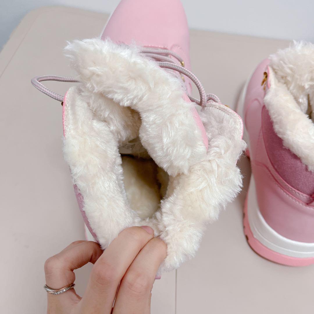 ✦防寒ブーツ 防水 トレッキングブーツ 26cm ピンク 雪 スノー靴