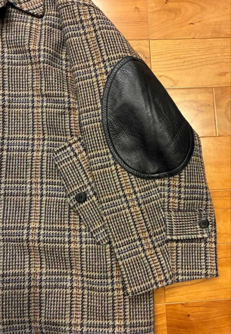 希少　I.S. イッセイミヤケ チェック柄 ウールコート エルボーパッチ　M