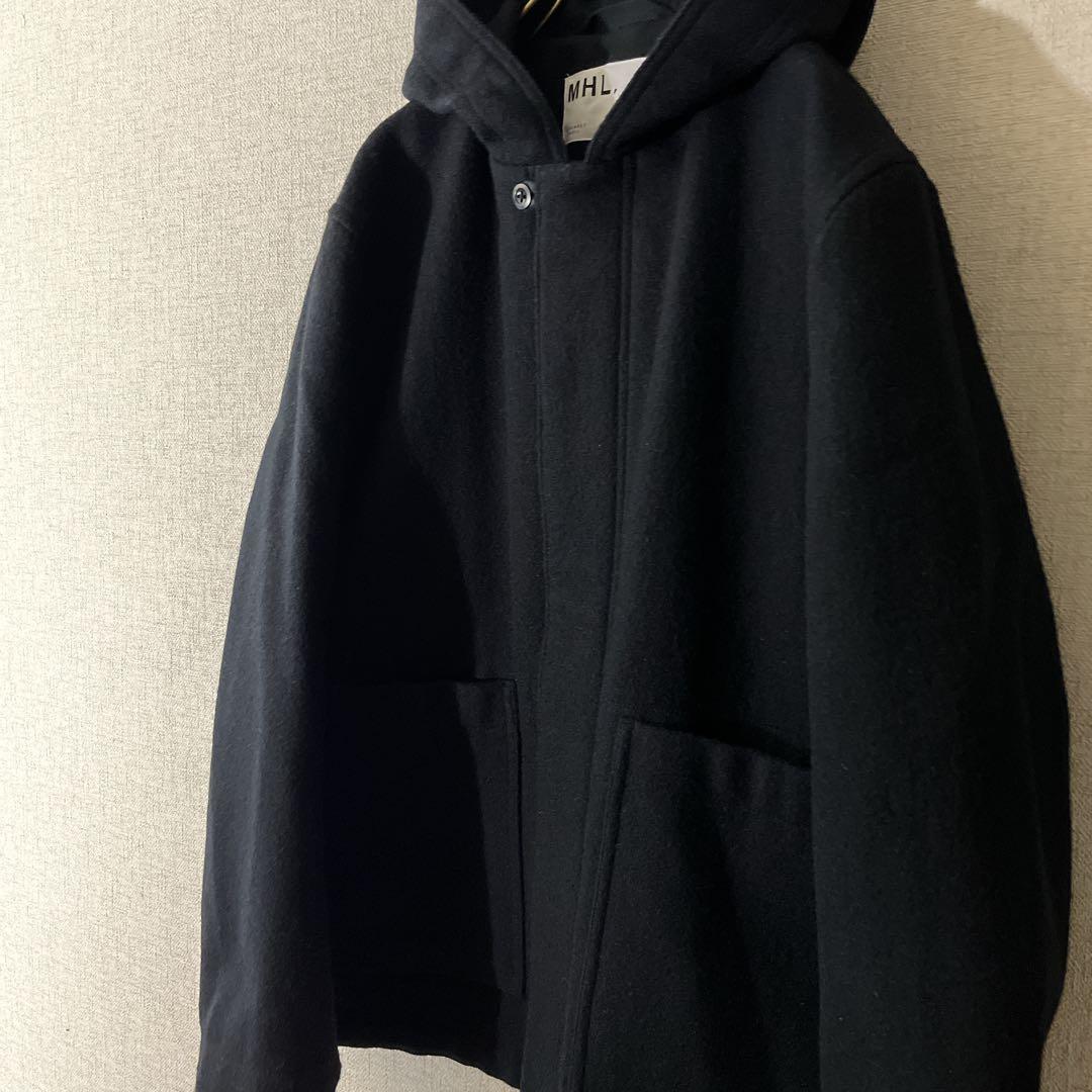 MHL. マーガレットハウエル フーデットコート ウールジャケット ネイビー