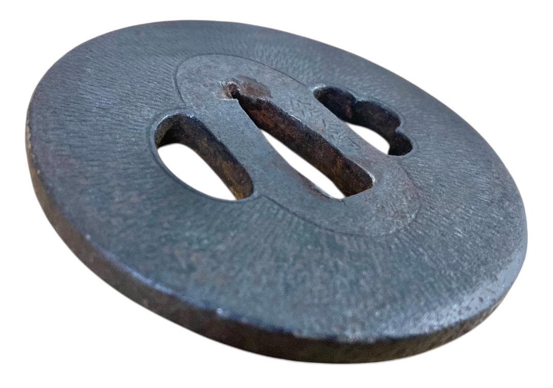 HFD2020 ★認定書付★ 日本刀 阿弥陀 鑢鐔 銘加賀寄 鍔 つば