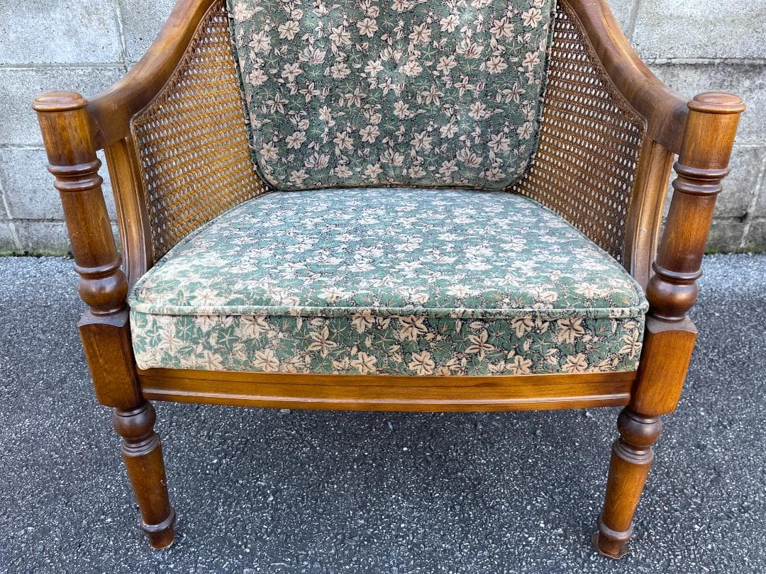 ★ カリモク コロニアル 一人掛け ソファ シングルソファ 古家具 昭和レトロ