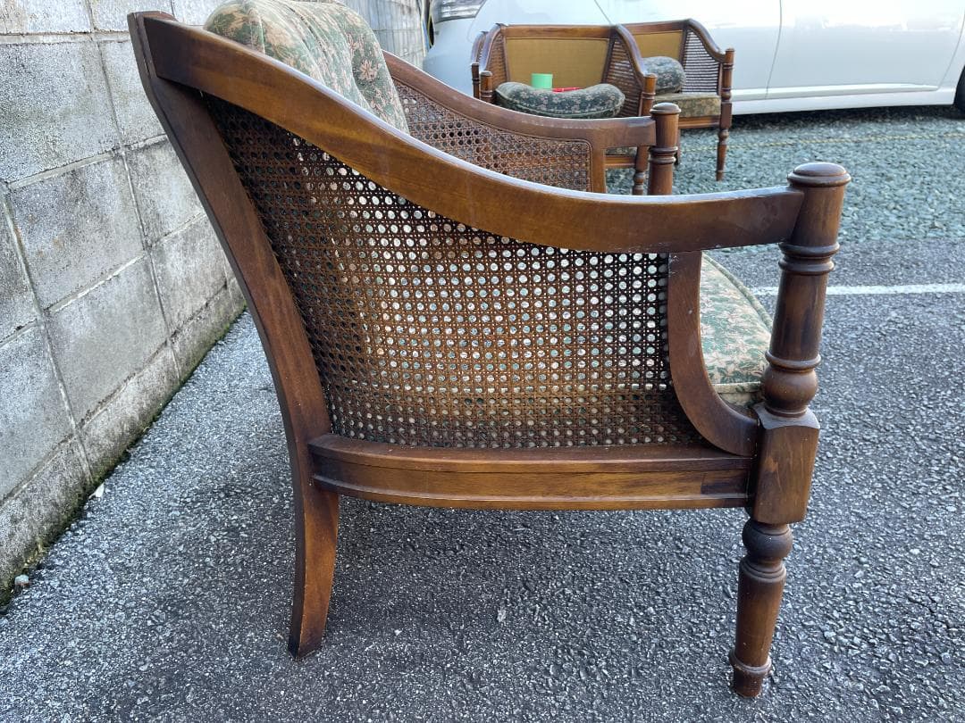 ★ カリモク コロニアル 一人掛け ソファ シングルソファ 古家具 昭和レトロ