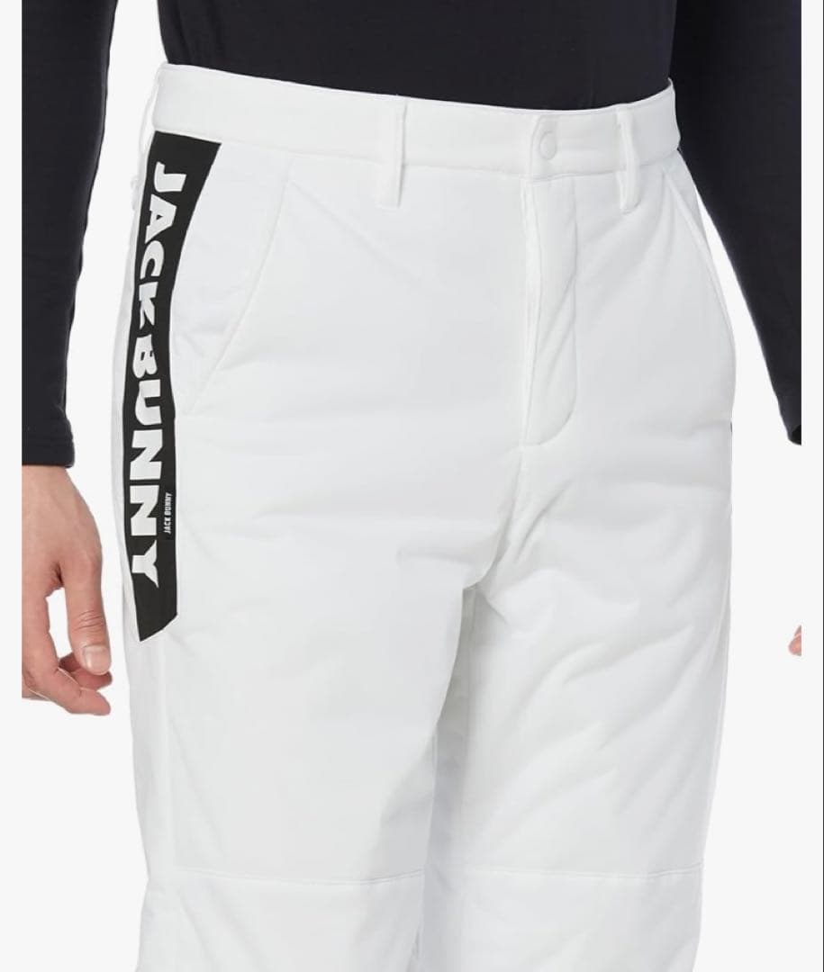 新品 パーリーゲイツ ジャックバニー PEスムース 中綿パンツ(4)サイズM/白