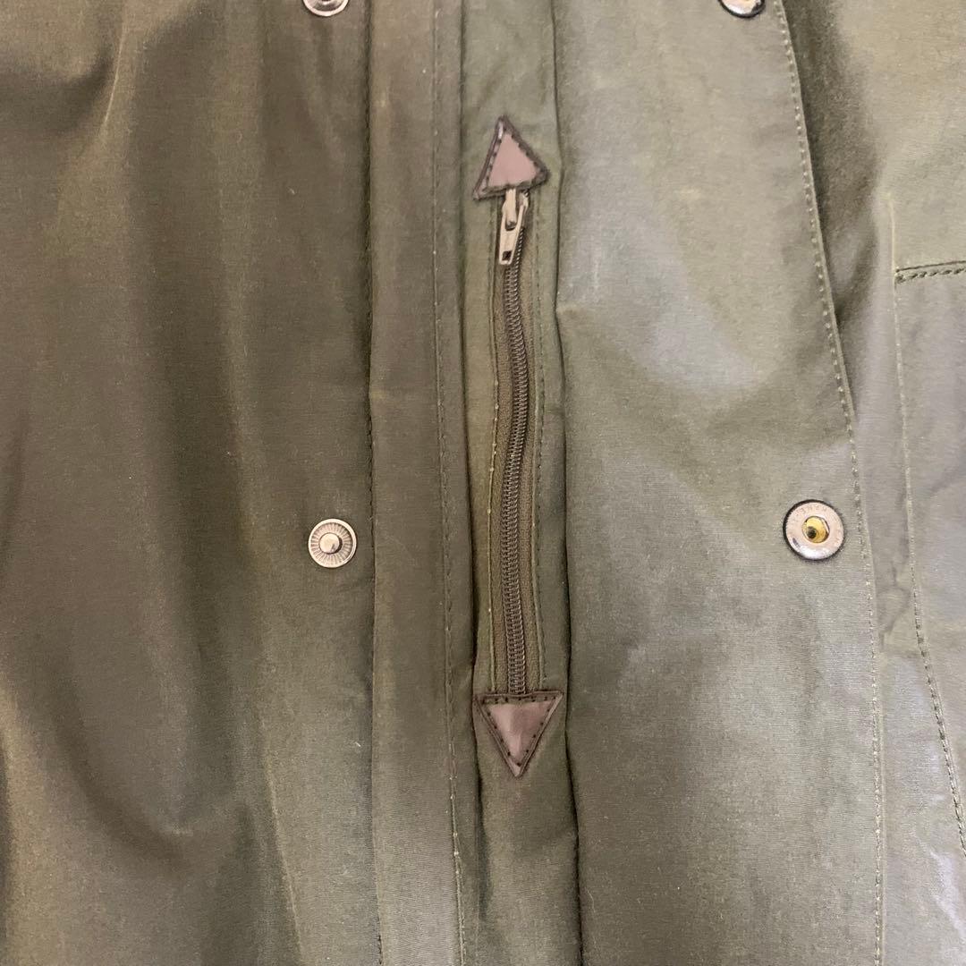 バブアー×ビームス別注　SL BORDER　オリーブ　オイルド　フード　英国製