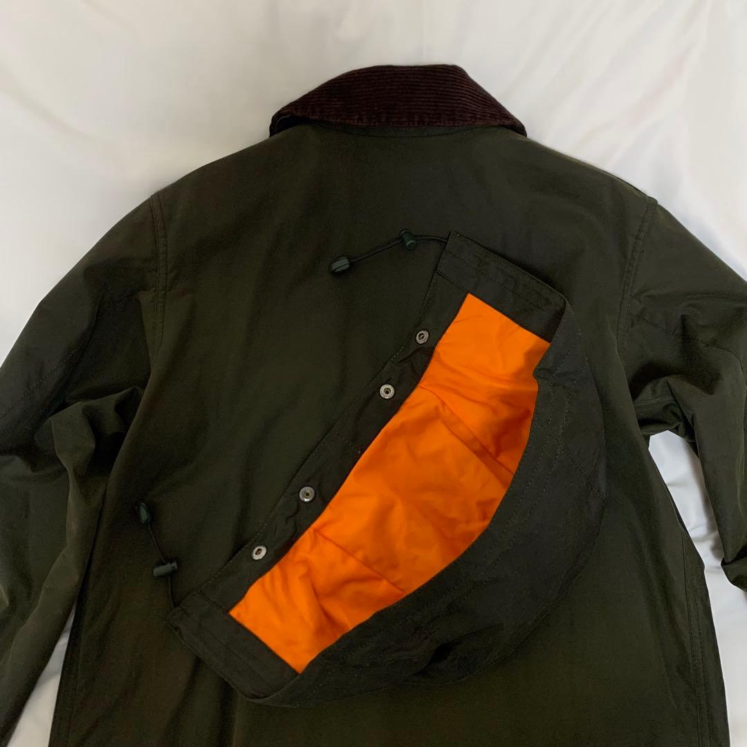バブアー×ビームス別注　SL BORDER　オリーブ　オイルド　フード　英国製