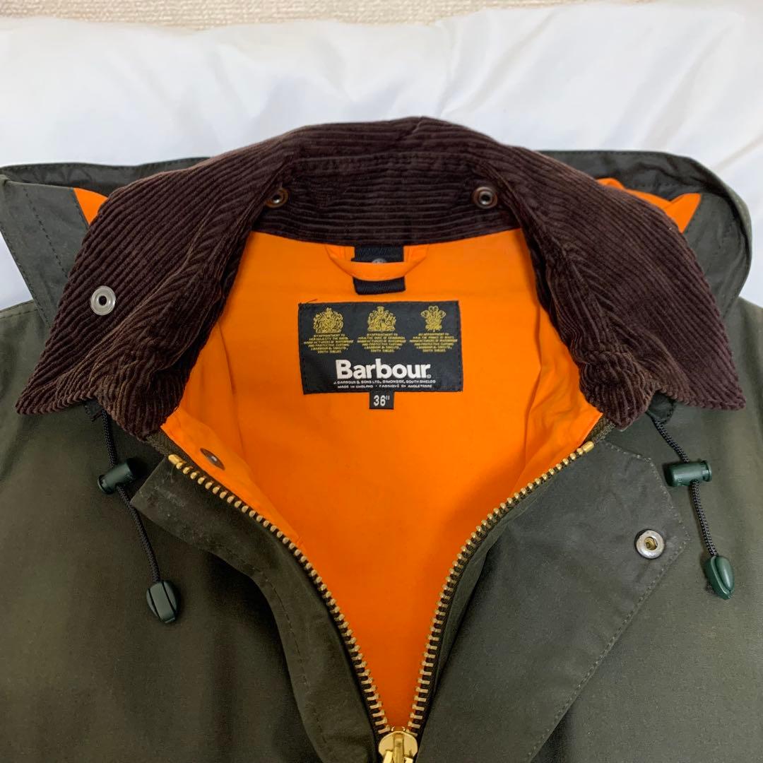 バブアー×ビームス別注　SL BORDER　オリーブ　オイルド　フード　英国製
