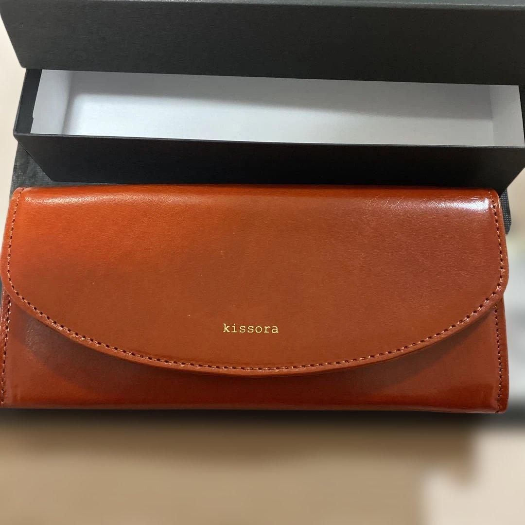 【未使用品】キソラ 長財布 メディセオ イタリア牛革 オレンジ　箱無し