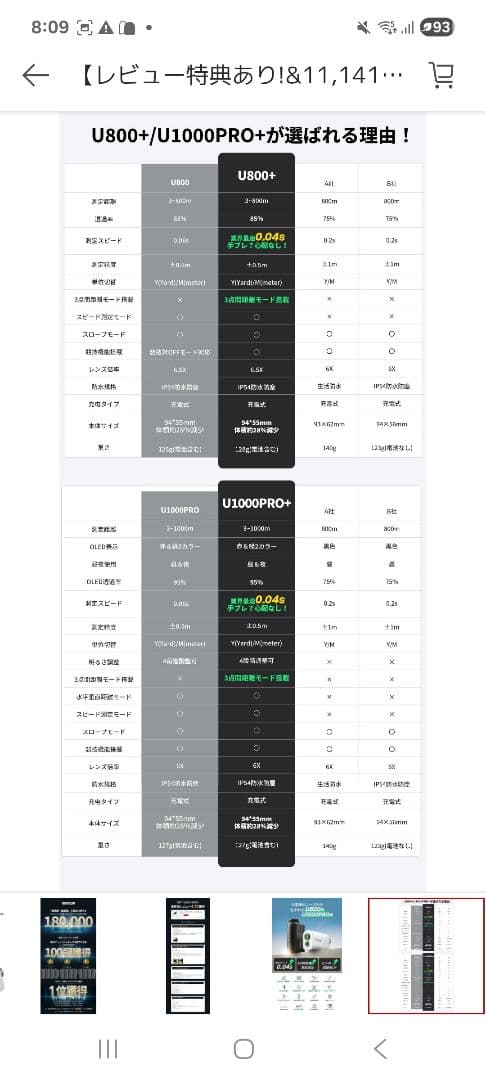 ゴルフレーザー距離計