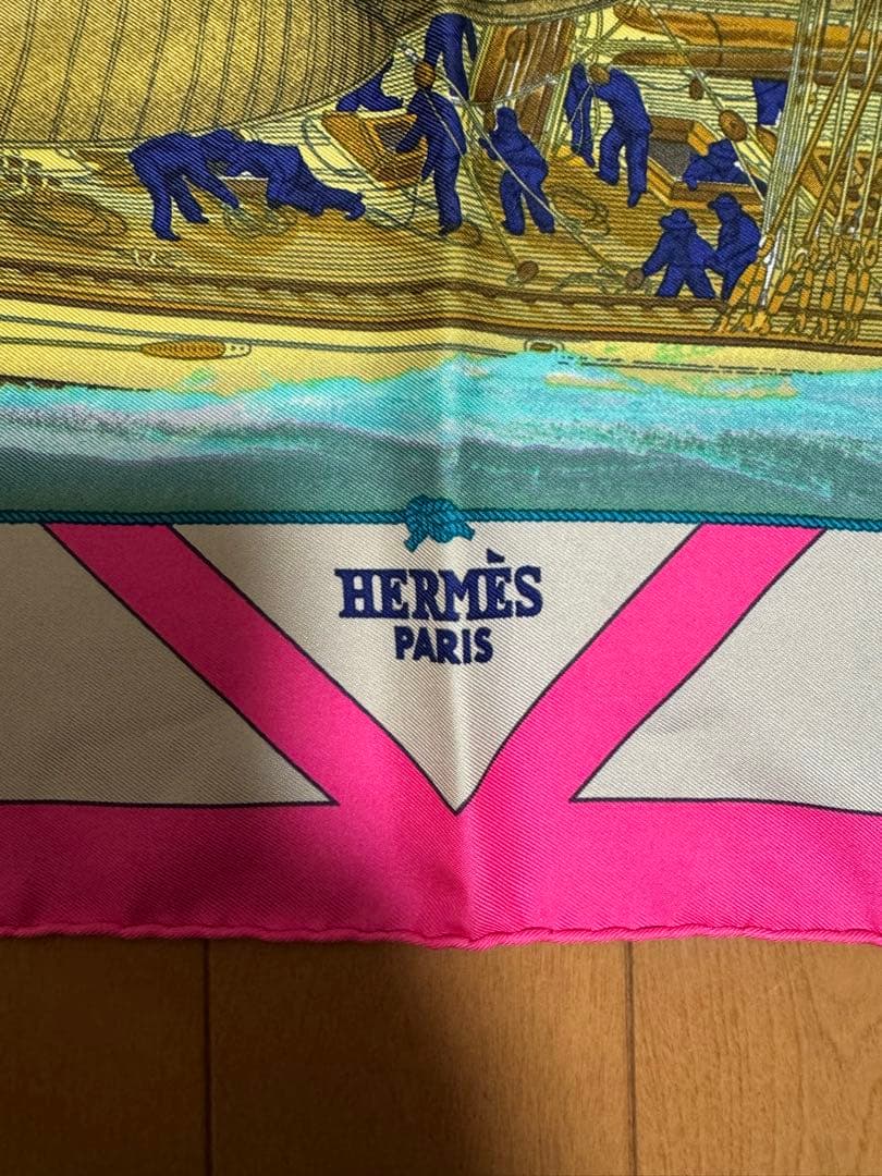 エルメス カレ90 RAFALES 疾風 シルクスカーフ ピンク ヴィンテージ