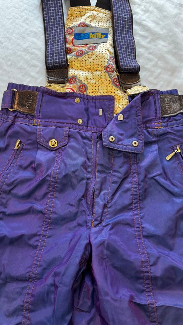 稀少　killy スキーウェア M 上下セット　パープルの玉虫色　昭和レトロ
