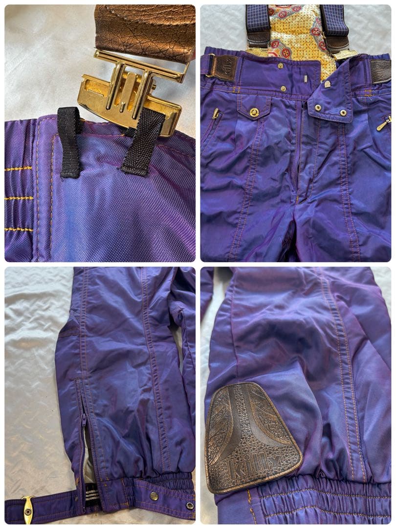 稀少　killy スキーウェア M 上下セット　パープルの玉虫色　昭和レトロ