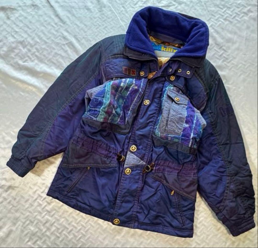 稀少　killy スキーウェア M 上下セット　パープルの玉虫色　昭和レトロ