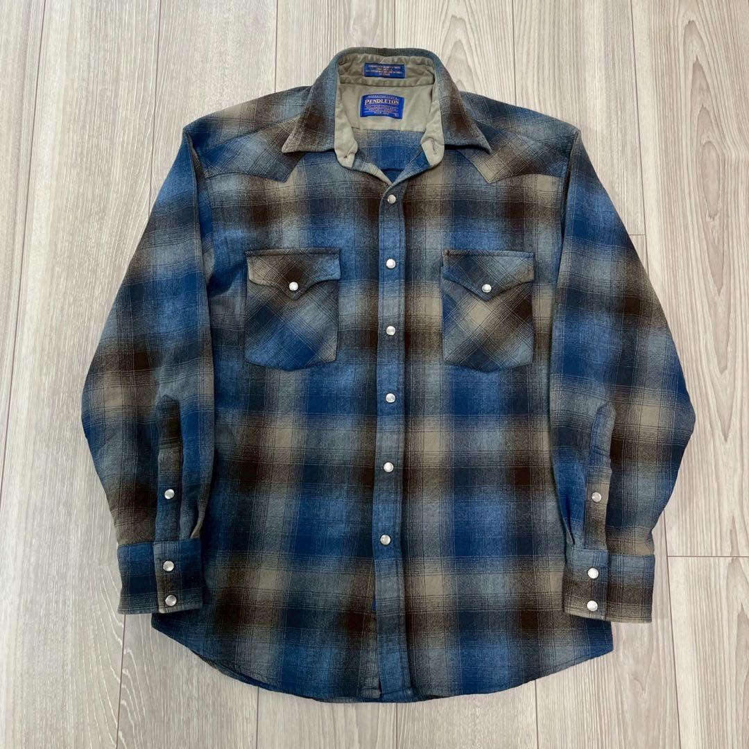 極上配色】90's PENDLETON オンブレチェック ウエスタンシャツ M