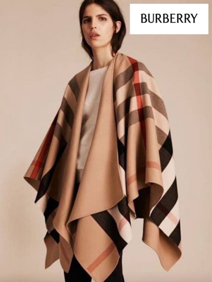 BURBERRY バーバリー ノバチェック リバーシブル ウールカシミヤポンチョ