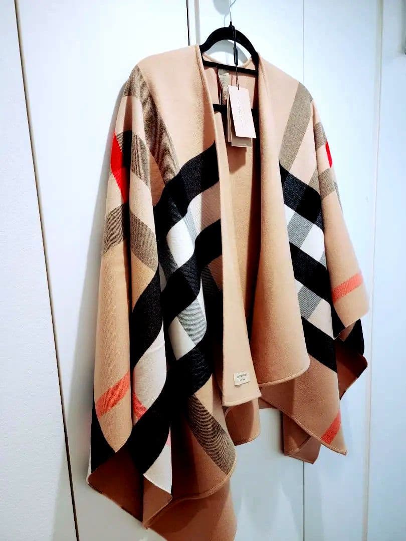 BURBERRY バーバリー ノバチェック リバーシブル ウールカシミヤポンチョ