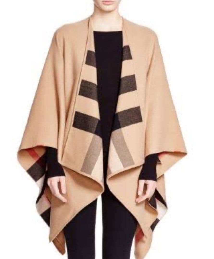 BURBERRY バーバリー ノバチェック リバーシブル ウールカシミヤポンチョ