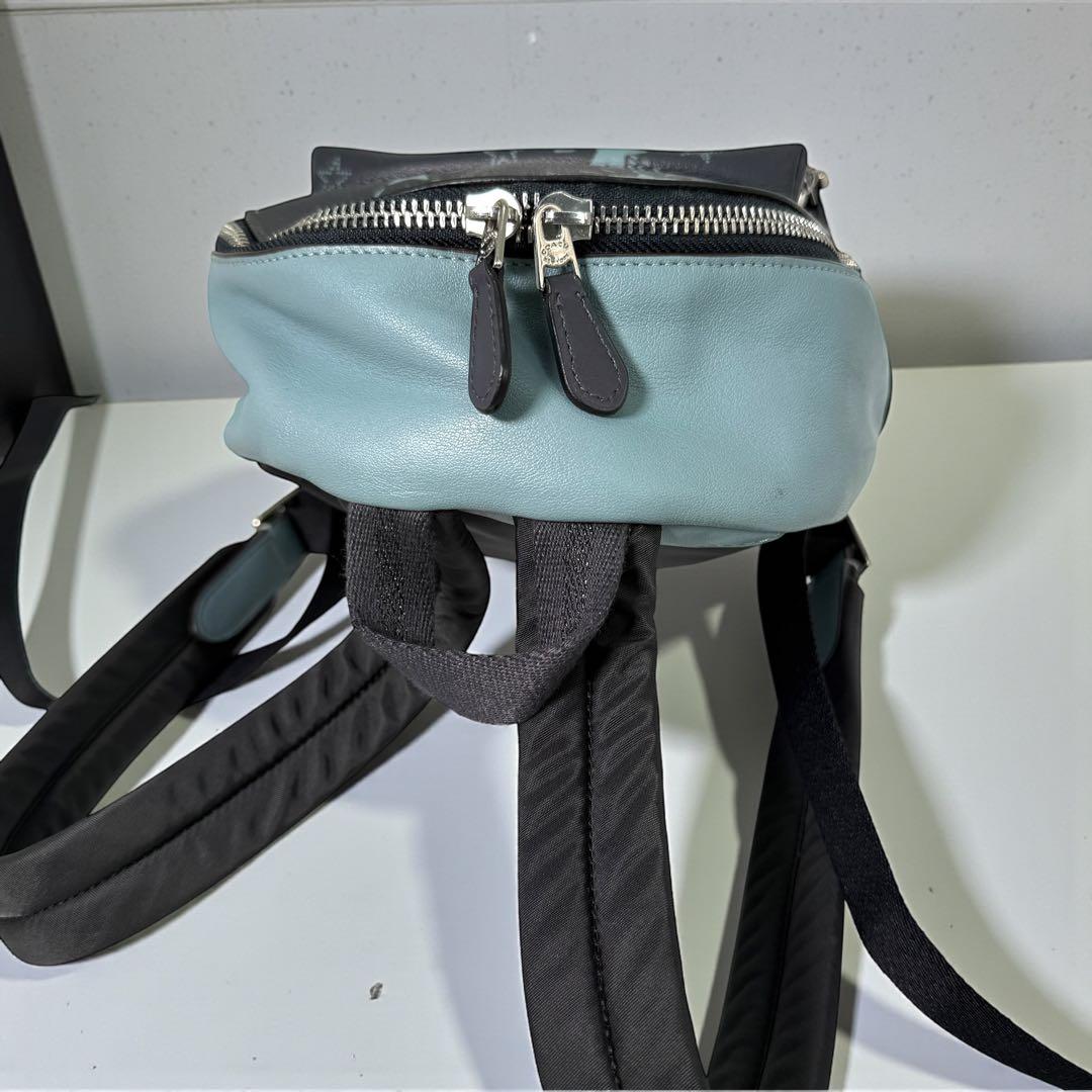 希少✨コーチ リュック ミニチャーリー 星柄 ネイビー レザー バイカラー