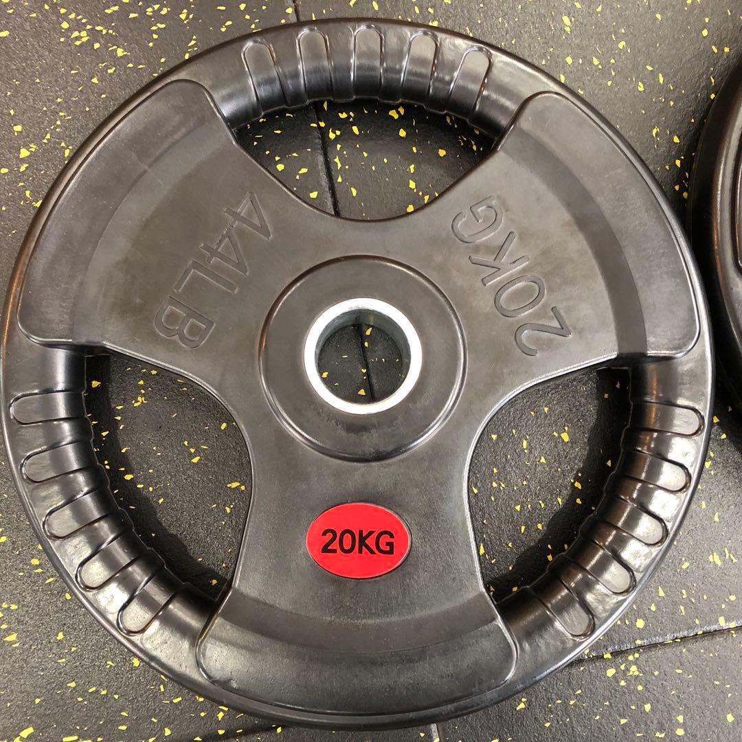 ★送料無料★バーベルプレート計40kgセット(20kg×2枚)ラバー