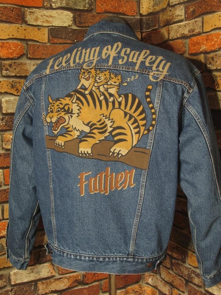 リーバイス デニムジャケット XLサイズ42 虎 親子 裏ブランケット 松岡佳博