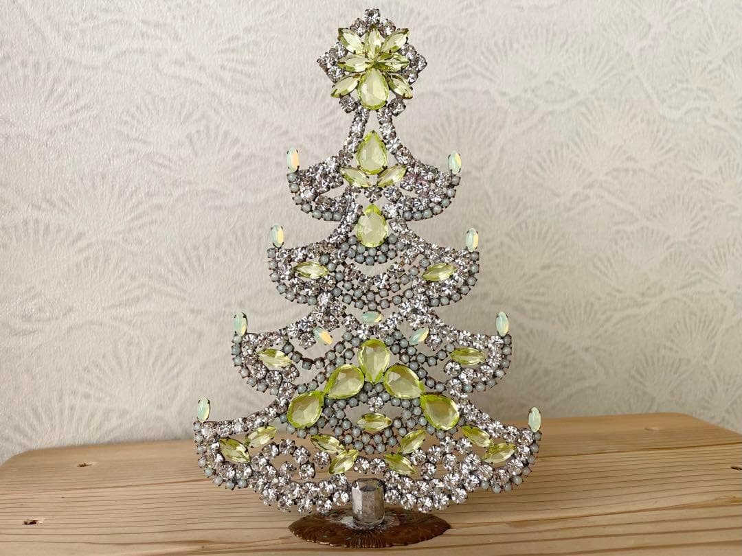 ウランガラス/ビンテージ/Bijoux刻印/チェコガラス/クリスマスツリー