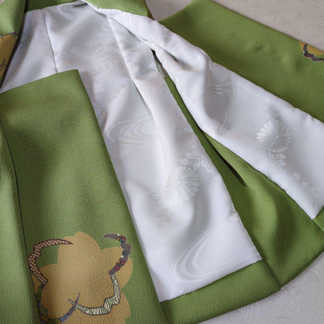 七五三３歳正絹縮緬手縫いの被布と巾着（中綿無し）