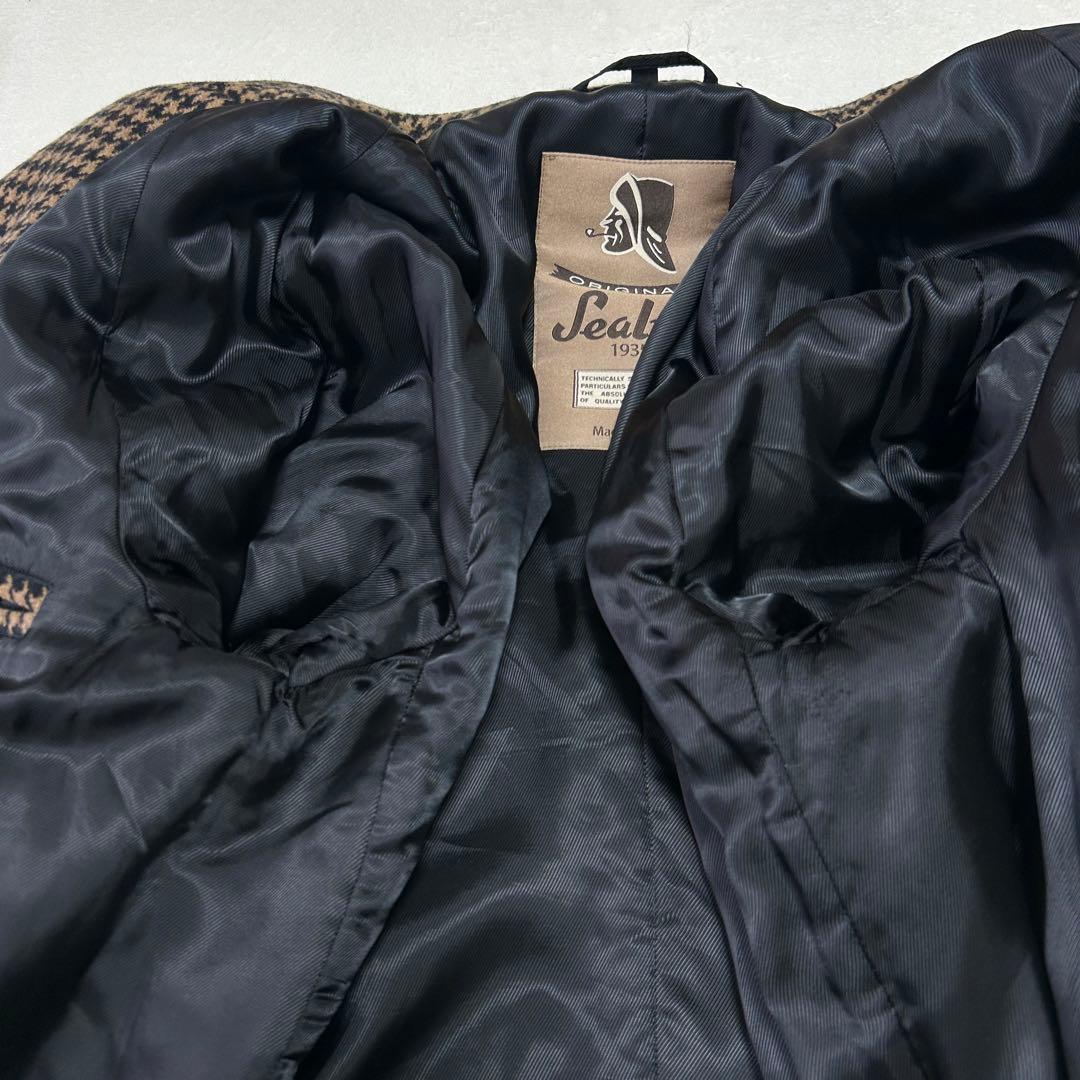 美品 希少 シーラップ ハウンドトゥース ステンカラーコート54バルカラーコート