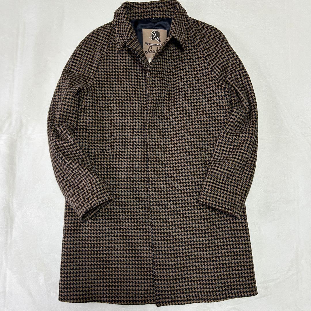 美品 希少 シーラップ ハウンドトゥース ステンカラーコート54バルカラーコート