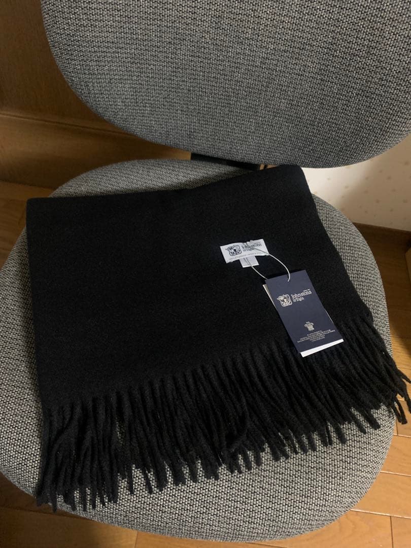 M*I様 ジョンストンズ スカーフブラック 大判ブラック カシミヤ ストール