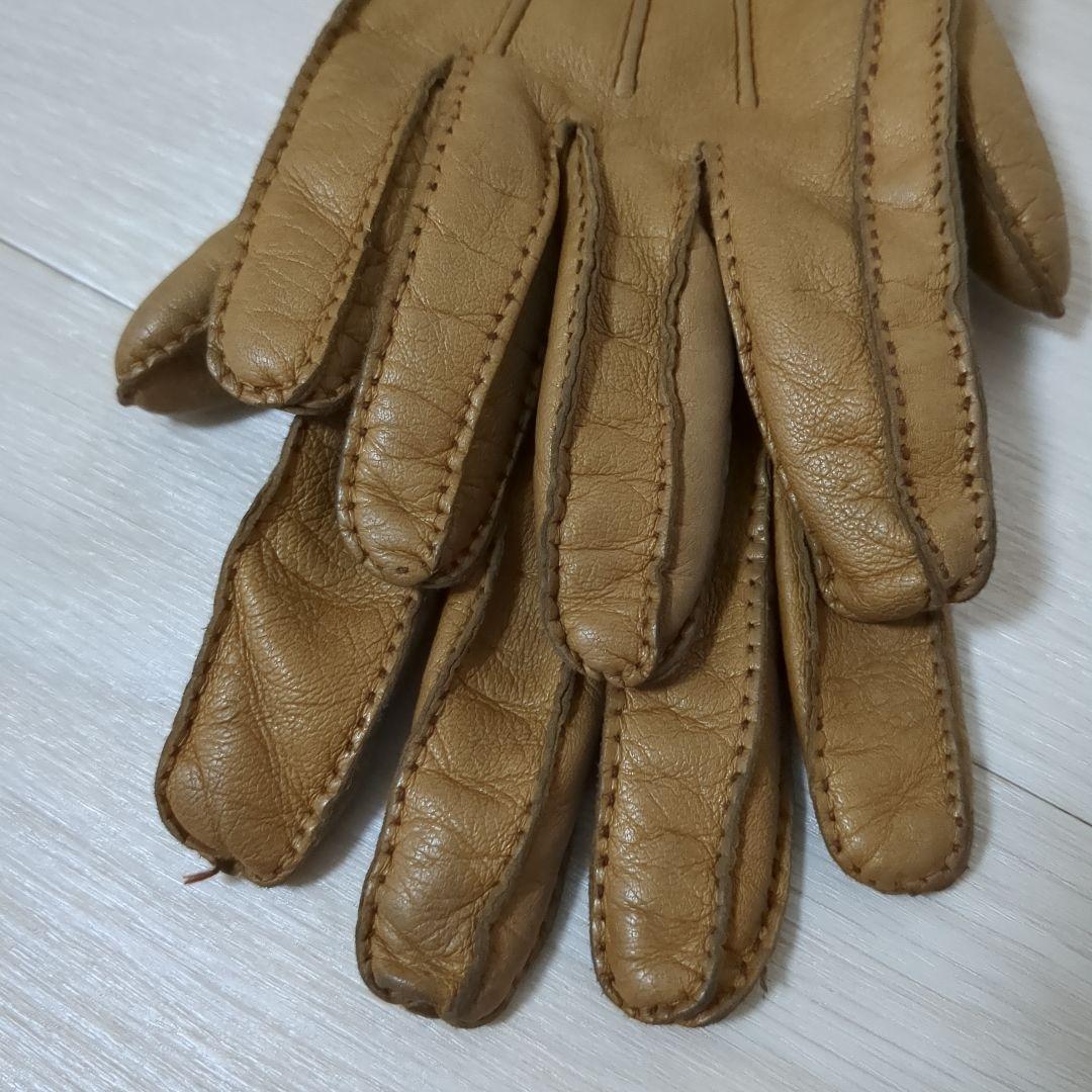 GUCCI グッチ 本革 ホースビット レザーグローブ ブラウン 7 1/2