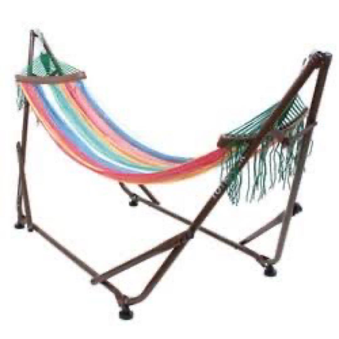 カラフルストライプ スタンド付きハンモック　トイモック