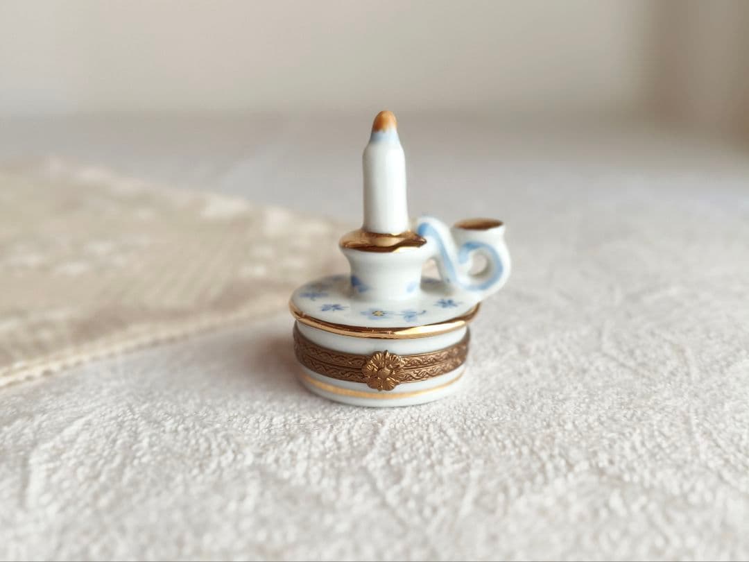 vintage case ❀ 陶器製 キャンドル型の ジュエリーケース