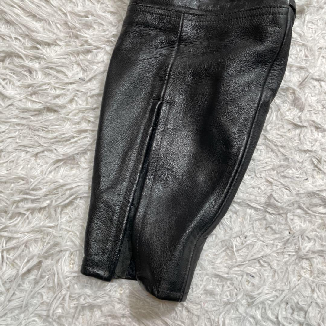 ナンカイ　ライディングパンツ　レザー　膝パッド　ブラック　本革　L