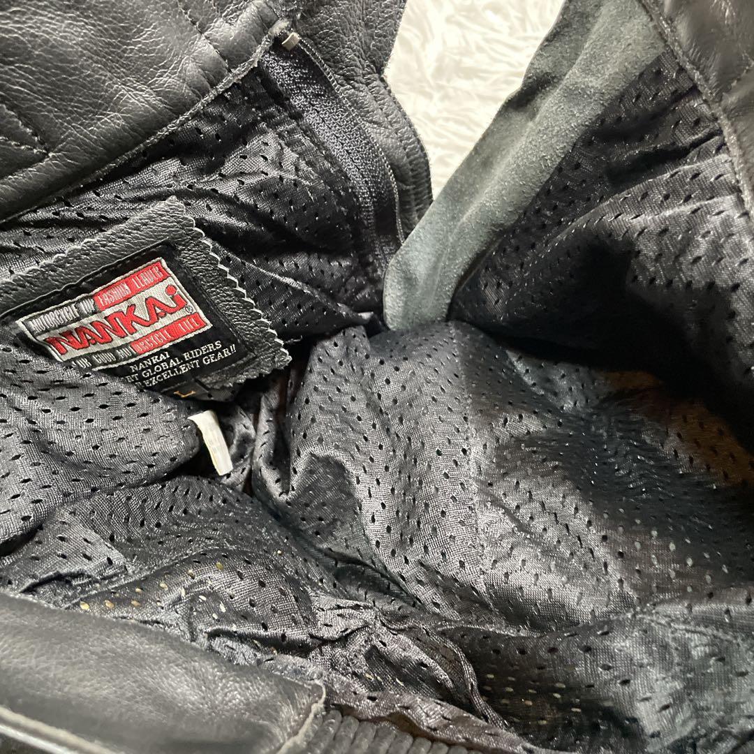 ナンカイ　ライディングパンツ　レザー　膝パッド　ブラック　本革　L