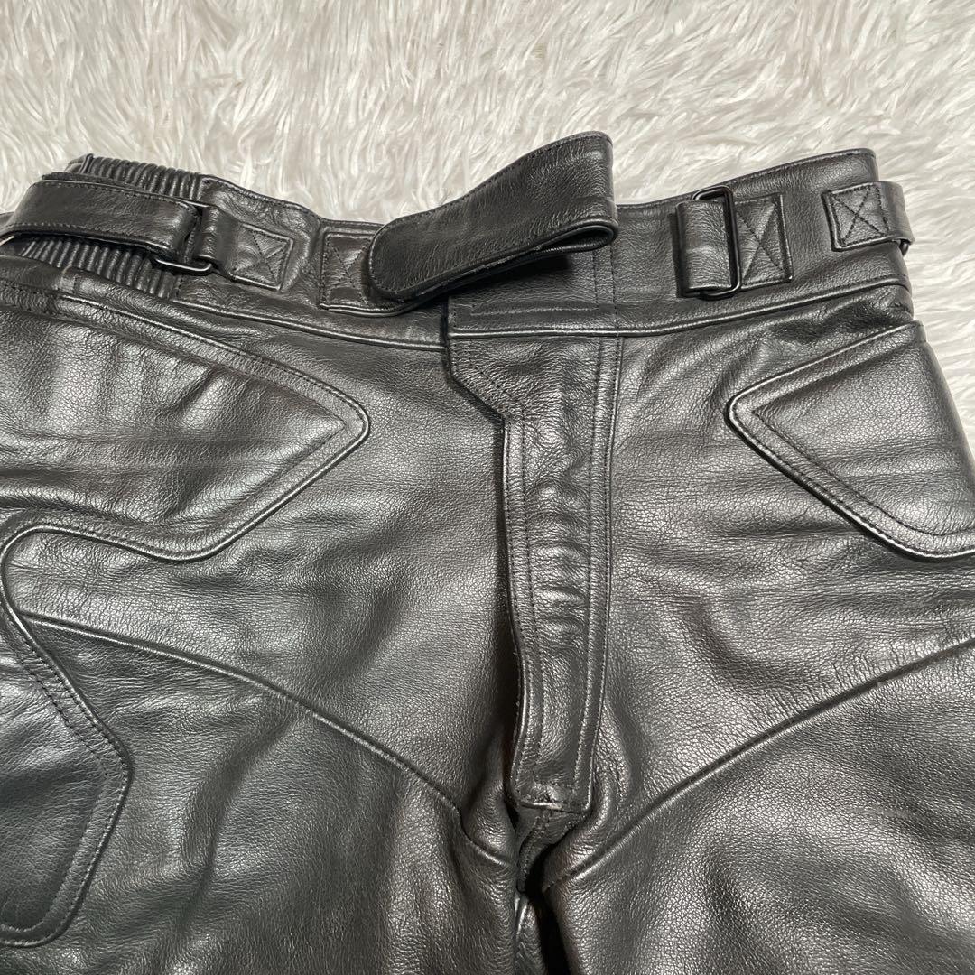 ナンカイ　ライディングパンツ　レザー　膝パッド　ブラック　本革　L