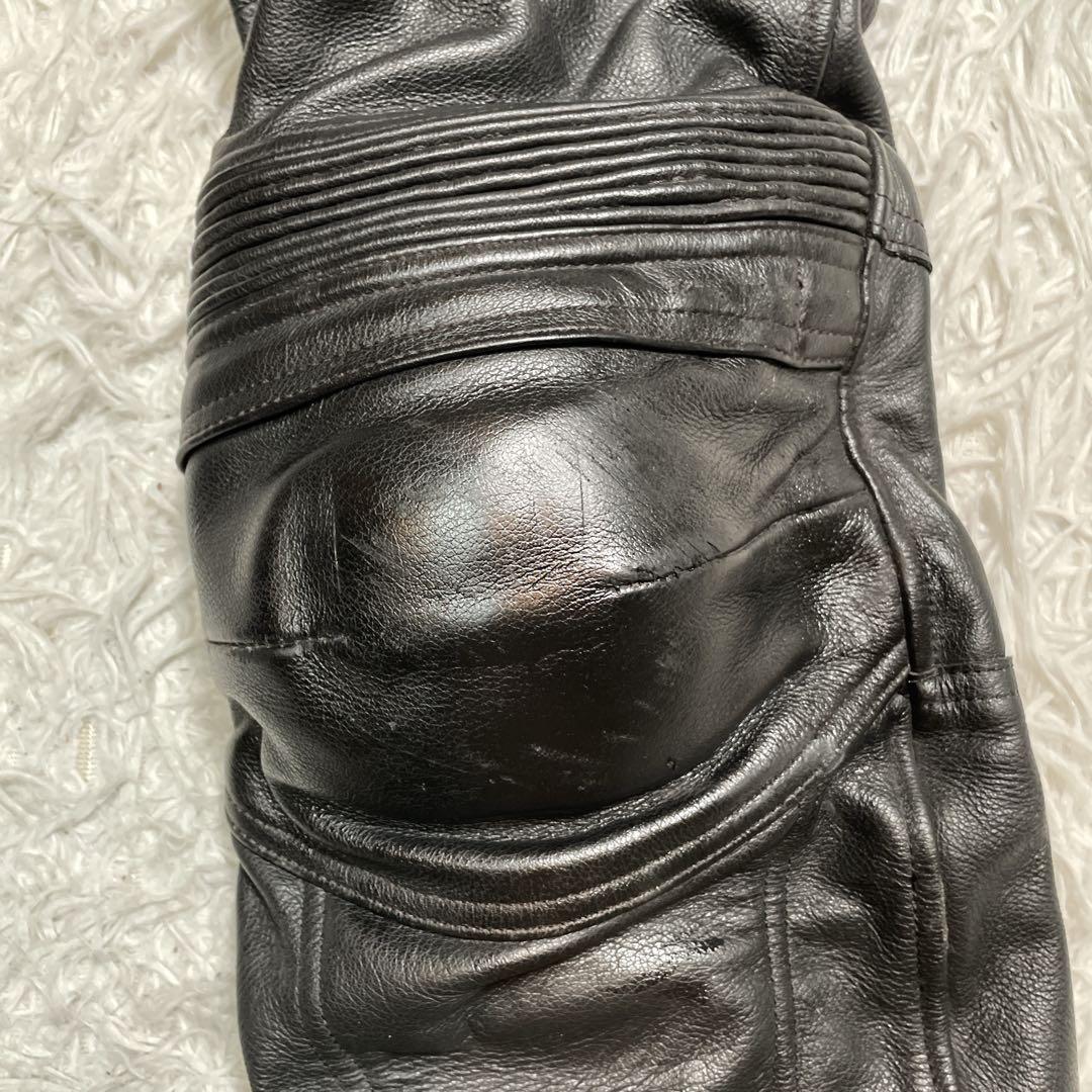ナンカイ　ライディングパンツ　レザー　膝パッド　ブラック　本革　L