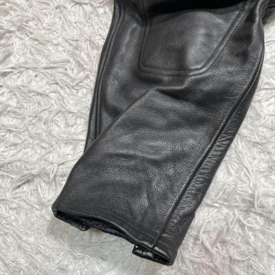 ナンカイ　ライディングパンツ　レザー　膝パッド　ブラック　本革　L