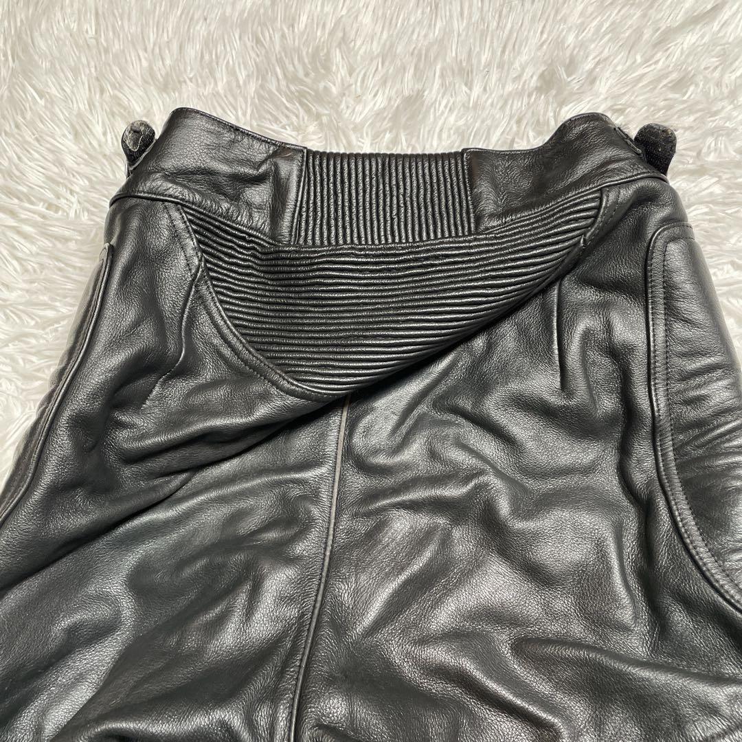 ナンカイ　ライディングパンツ　レザー　膝パッド　ブラック　本革　L