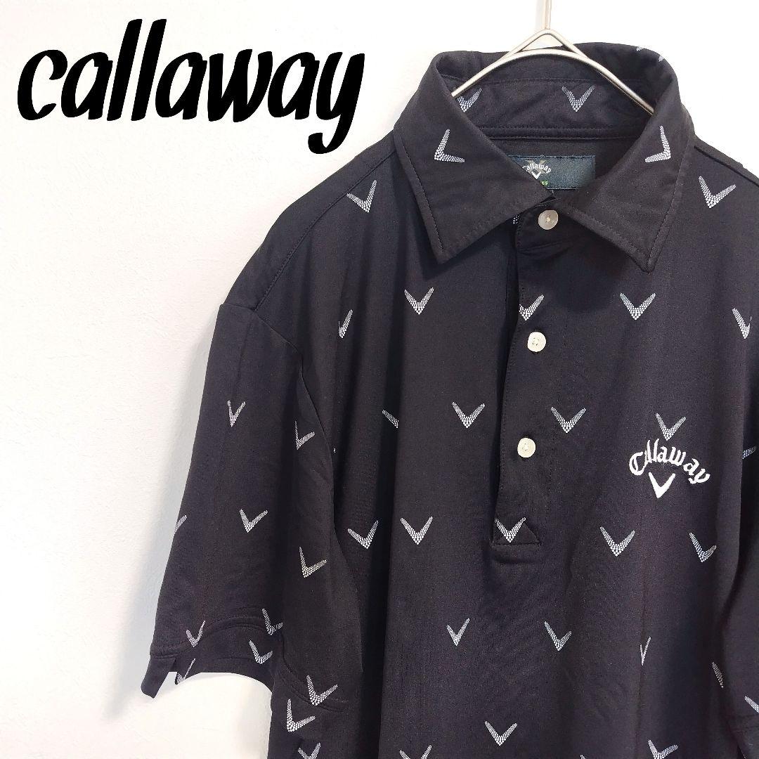 callaway V字模様 ポロシャツ 黒 ブラック キャロウェイ 総柄 - メルカリ
