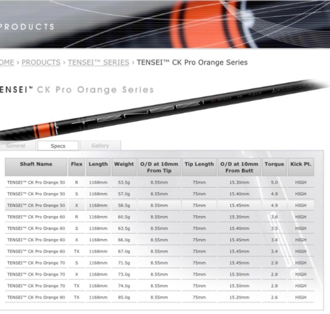 新品 ★ 各社スリーブ付 三菱 テンセイ ckプロ オレンジ ★ プレミア飛匠