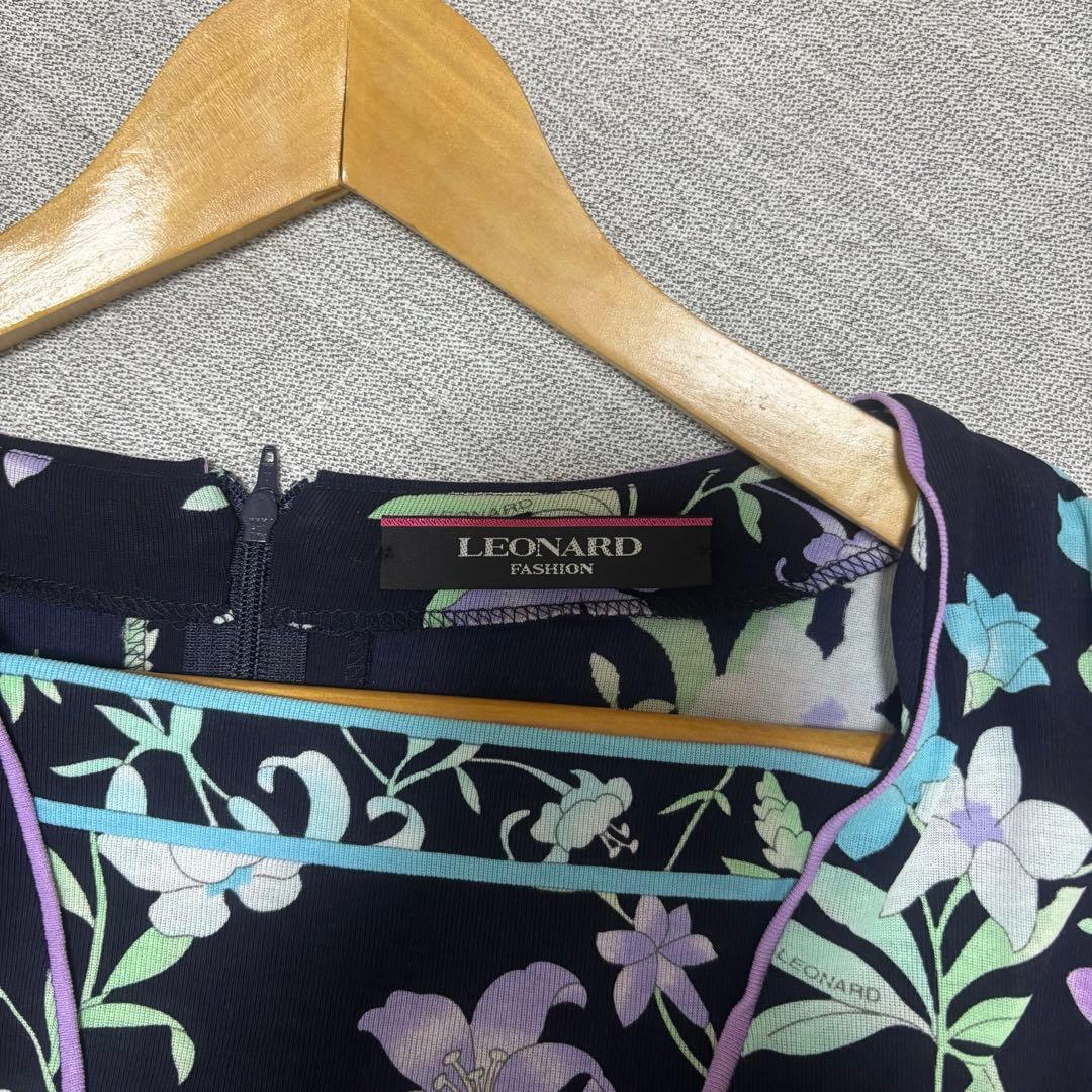 LEONARD 花柄 七分袖ワンピース　レオナール