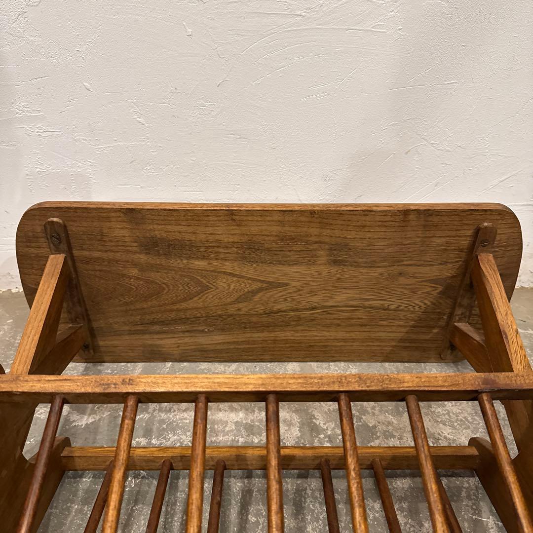 みずほヴィンテージ　木製サイドテーブル　マガジンラック付き