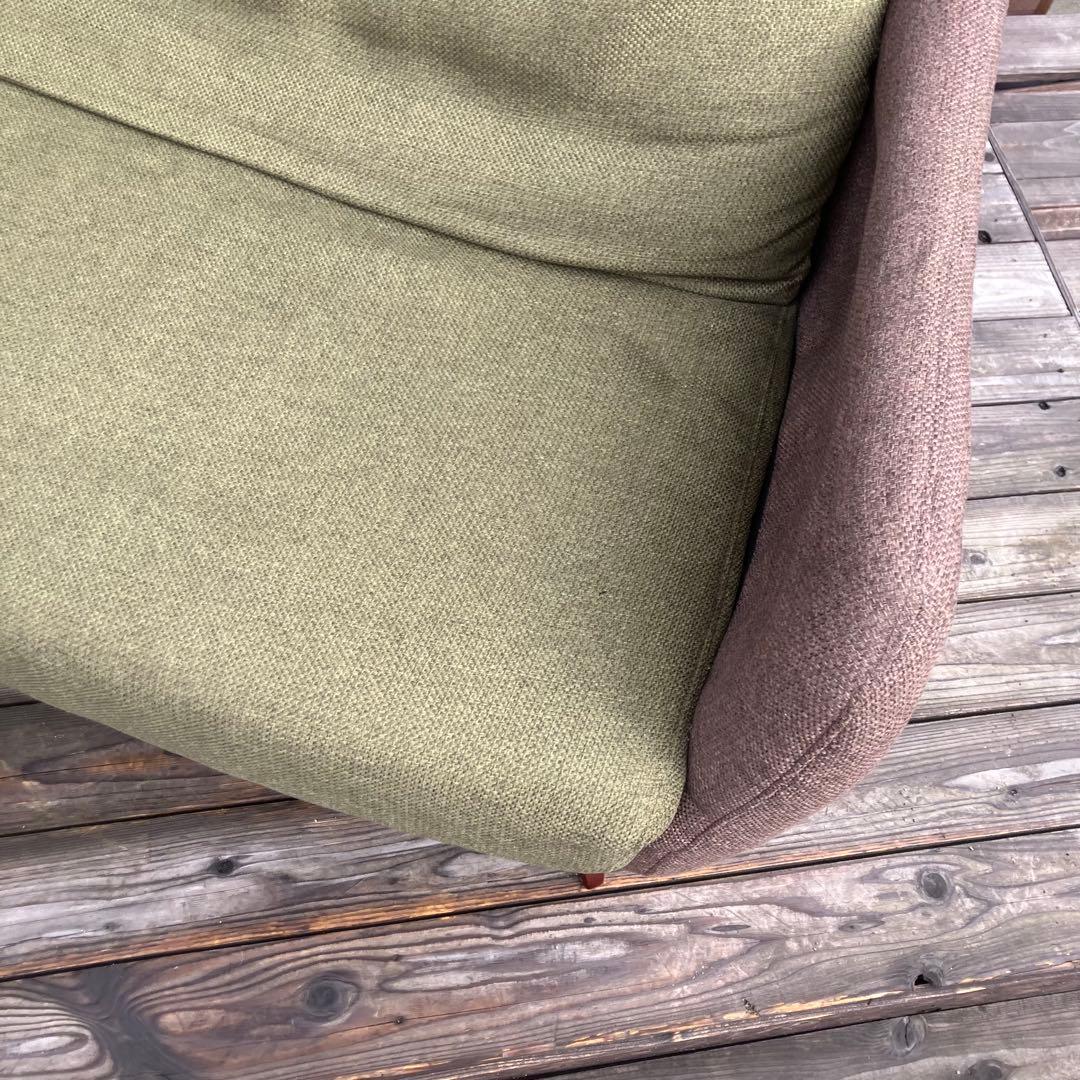 北欧レトロ 東谷 二人掛けソファー アームチェア モスグリーン ファブリック