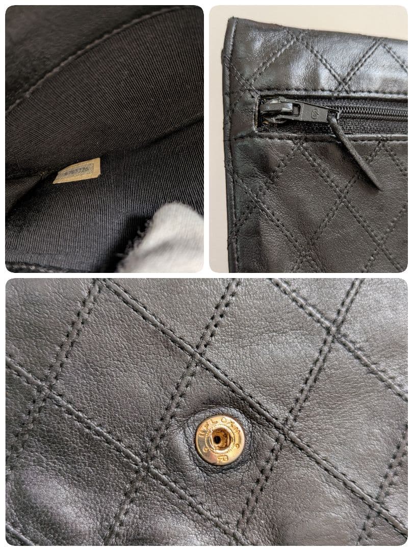 シャネル　ビコローレ　長財布　ラムスキン　黒　スマホケース　札入れ　チェーン