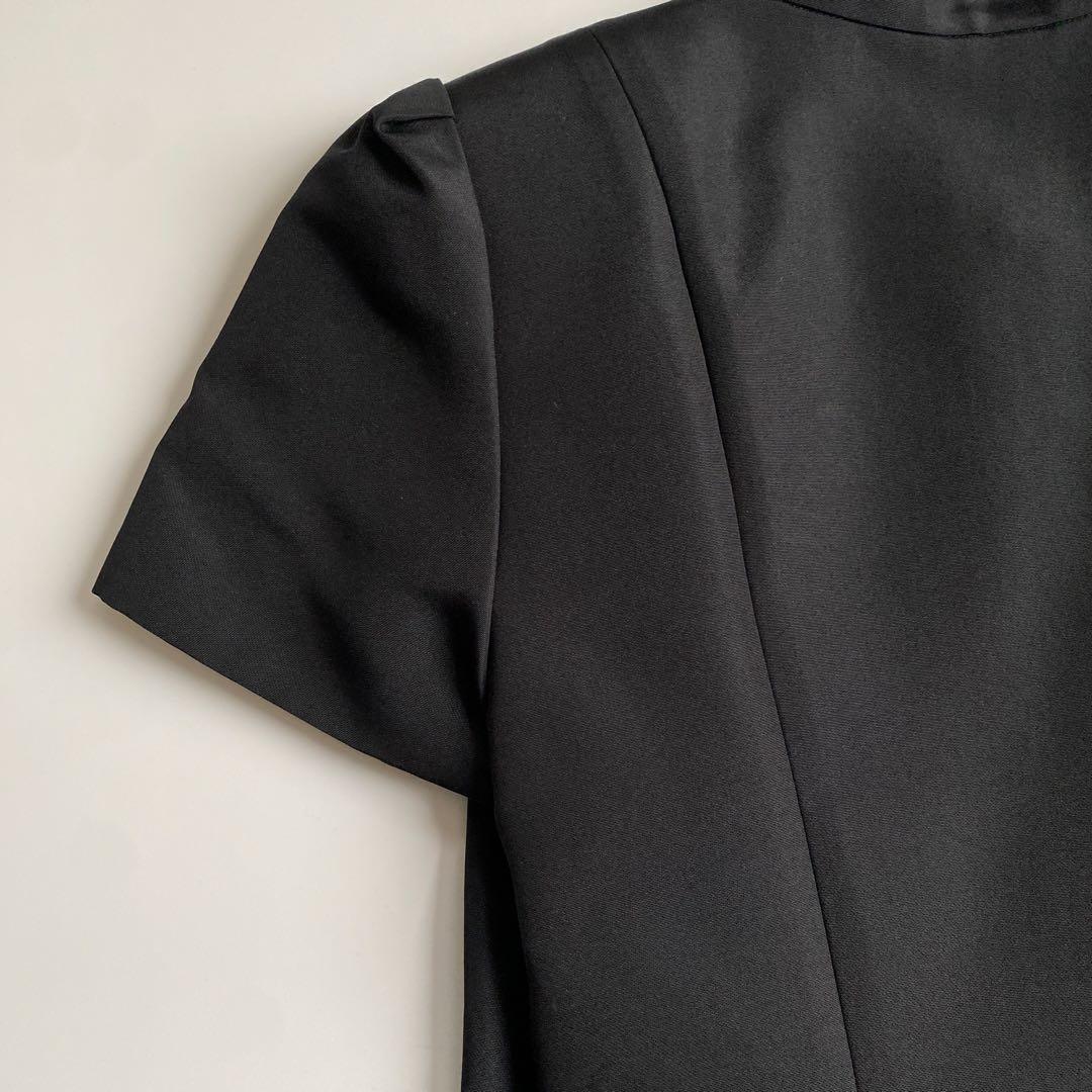 FOXEY ブラック シルク フロントジップ フリル ワンピース ブラック