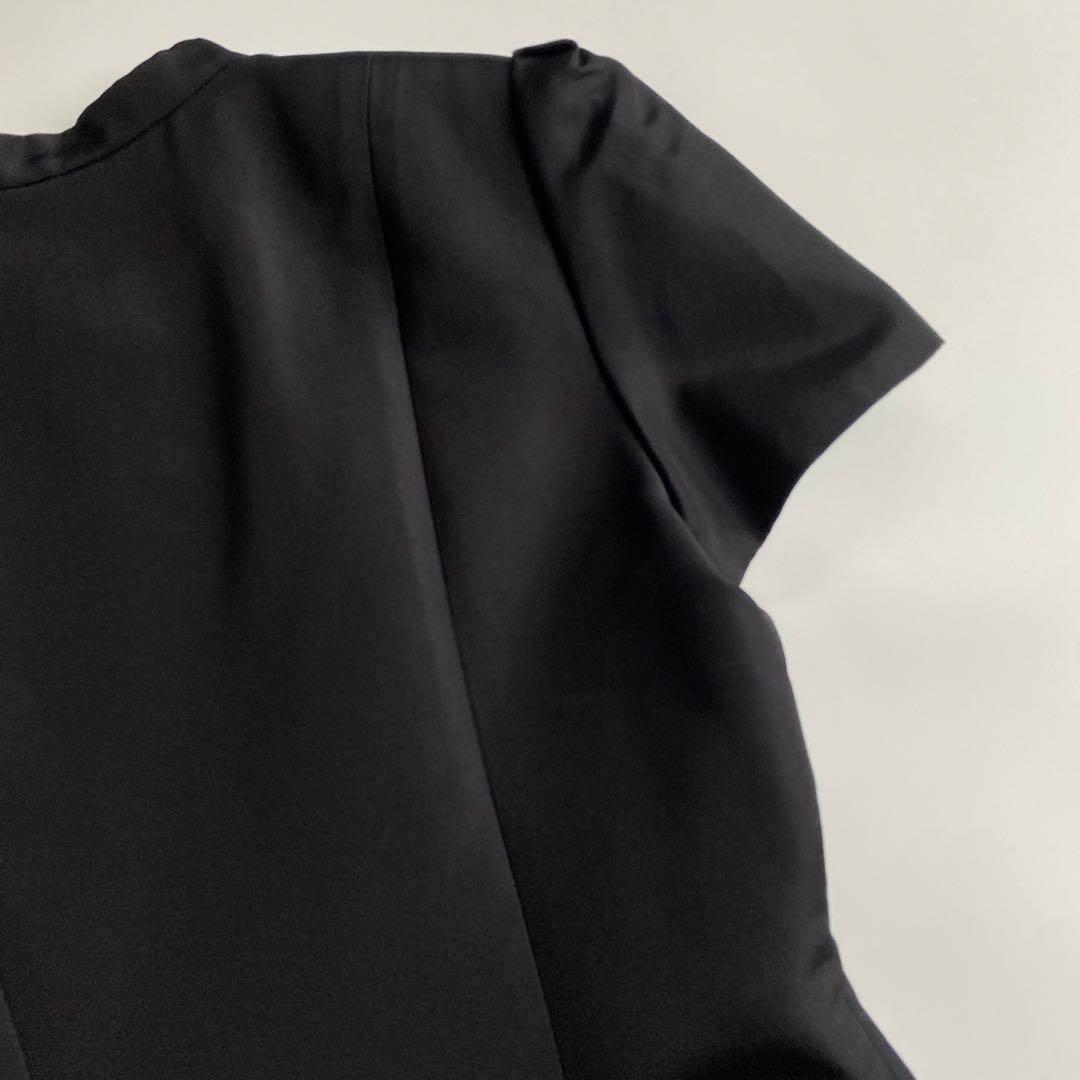 FOXEY ブラック シルク フロントジップ フリル ワンピース ブラック